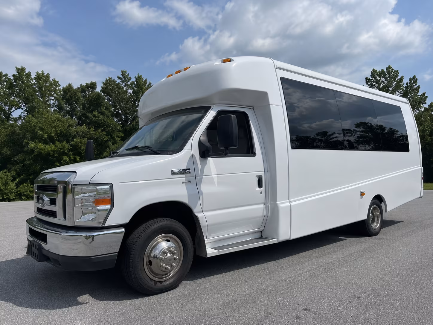 Wedding guests seated inside a party bus serving Tampa